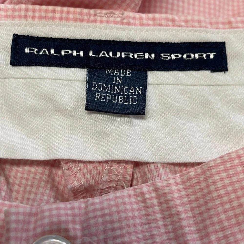 Ralph Lauren Sport Sz 10 Pink Gingham Check Cropped Pants‎ Stretch Golf Preppy